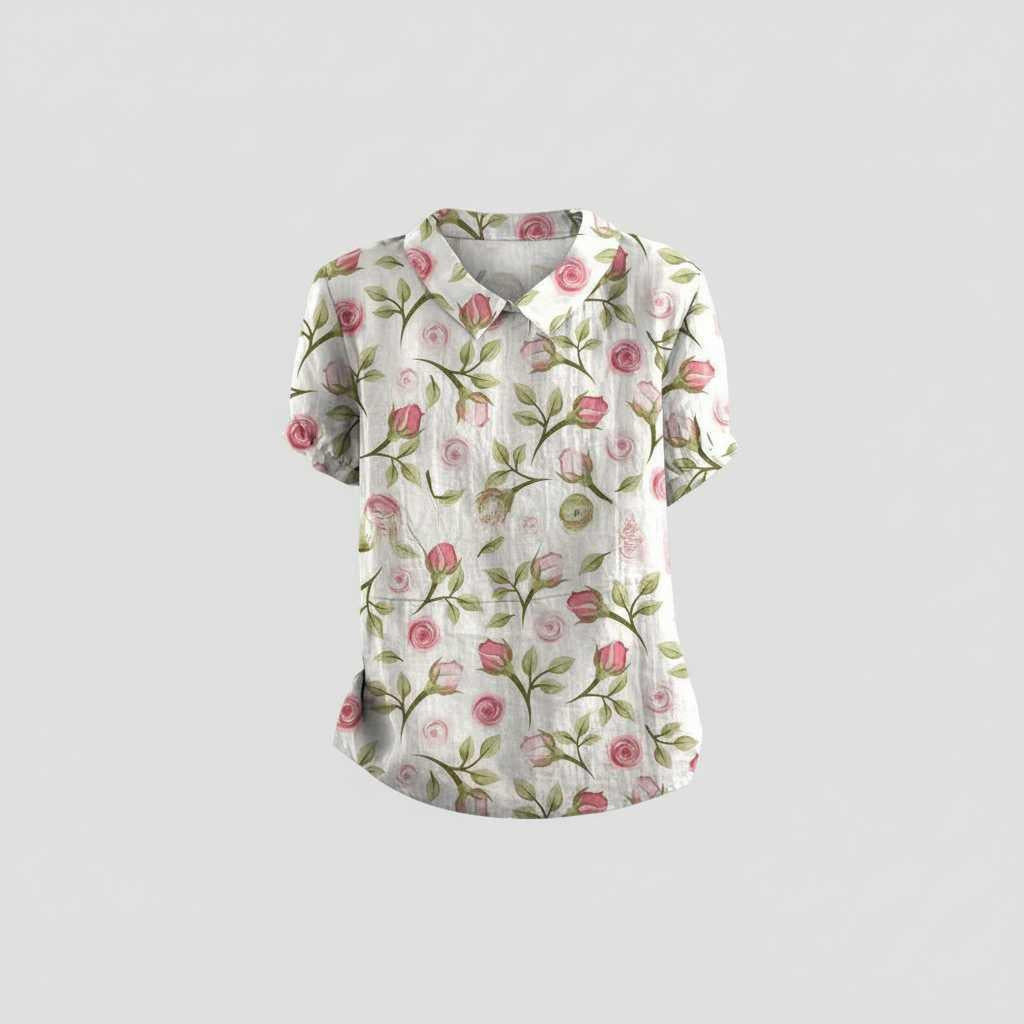 Camicetta Floreale Vintage | Blusa Donna Casual 100% Cotone