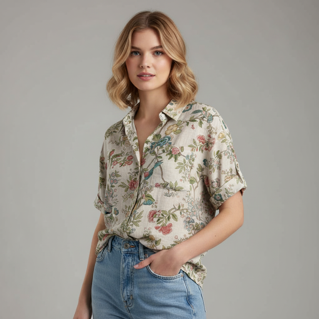 Camicetta Floreale Vintage | Blusa Donna Casual 100% Cotone