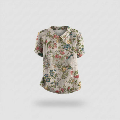 Camicetta Floreale Vintage | Blusa Donna Casual 100% Cotone