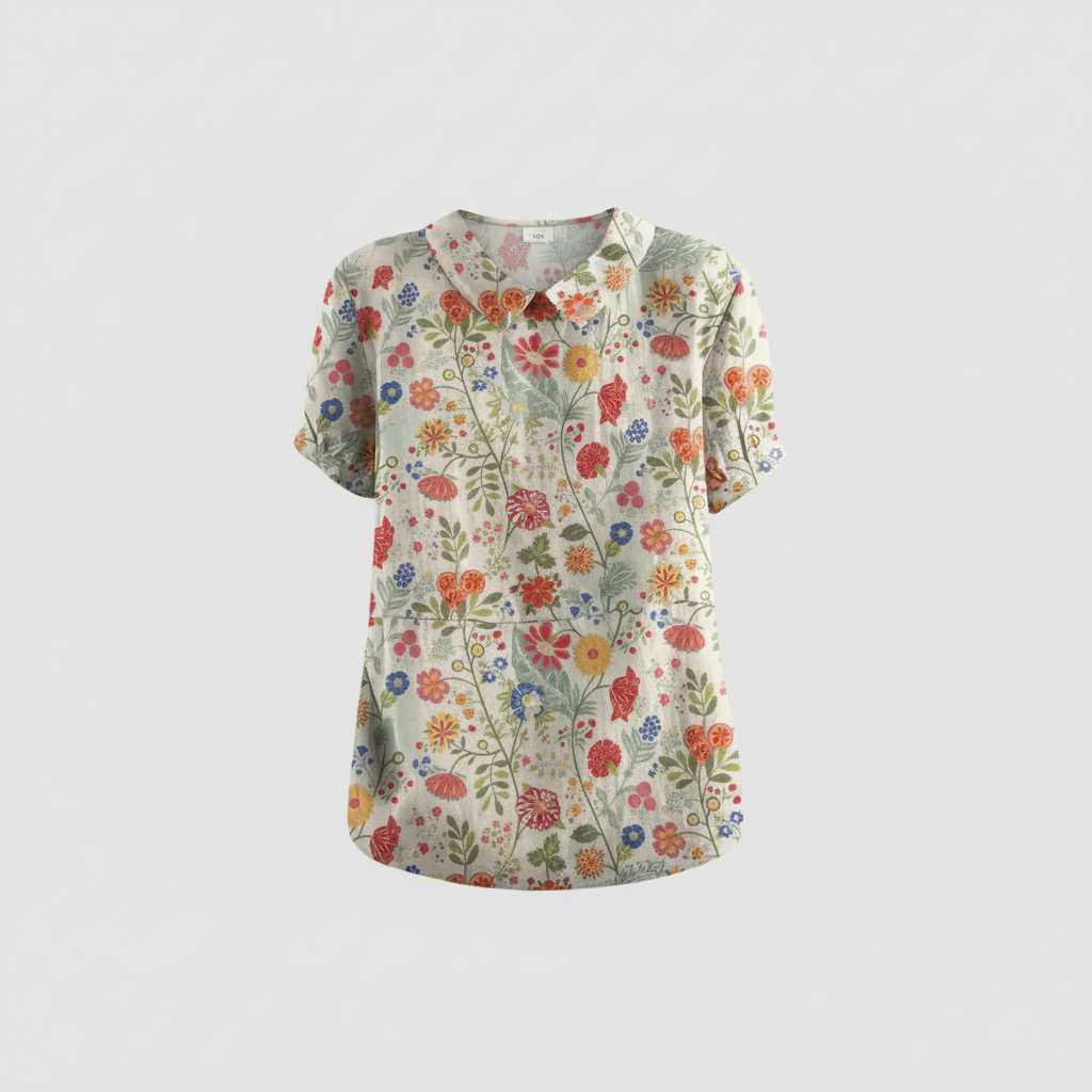 Camicetta Floreale Vintage | Blusa Donna Casual 100% Cotone