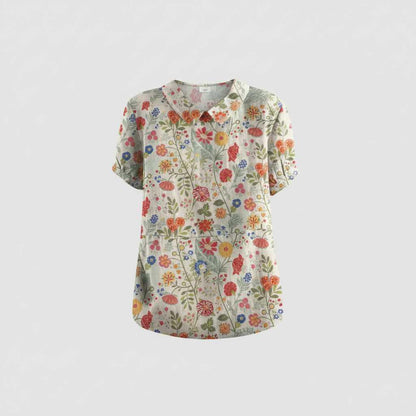 Camicetta Floreale Vintage | Blusa Donna Casual 100% Cotone